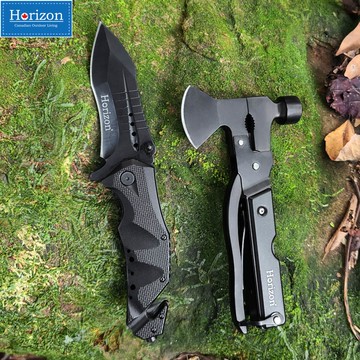 【Horizon 天際線】黑化野人野外求生刀斧工具組 一刀一斧  戶外工具組