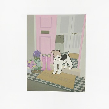 Wirefoxterrier剛毛獵狐梗明信片-門前瞻望