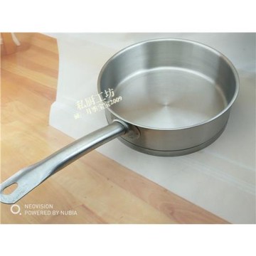 外貿304不銹鋼平底煎鍋加厚無涂層平底鍋單柄煎餅鍋20-30cm電磁爐
