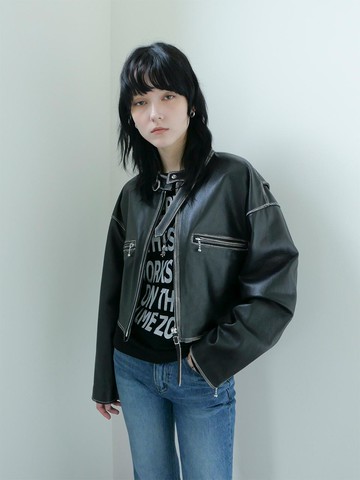 Brush Leather Jacket_Black