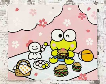 【震撼精品百貨】KeroKeroKeroppi 大眼蛙~Sanrio 大眼蛙青蛙雙面卡片-漢堡粉/下雨綠#43724