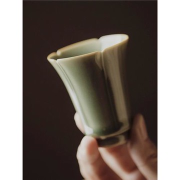 束刻 越窯龍泉梅子青瓷悅心花口聚香杯 聞香杯功夫茶具茶杯品茗杯