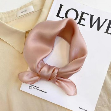 22mm桑蠶絲小方巾氣質真絲絲巾純色百搭甜美初秋新款時尚領巾圍巾 鑫弘-素時衣櫥