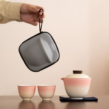 【叮噹】陶瓷 旅行茶具組 快客杯 簡約戶外露營喝茶裝備 旅行茶具 泡茶組 茶壺組 茶水分離