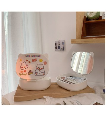 FB4566 可愛貓咪摺疊化妝鏡收納盒 (附贈貼紙)