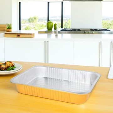 金色鋁箔錫紙盒370/4670ML密封加厚烤魚預制菜海鮮打包外賣錫紙盒