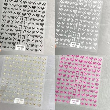 🎀新店開業🎀美甲貼紙ins網紅爆款黑色蝴蝶結日系簡約3D帶背膠指甲貼紙小圖案