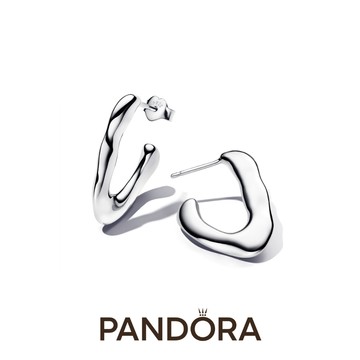 【Pandora官方直營】Essence系列-自然V型流線耳環圈-925銀
