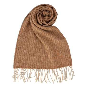 TRUSSARDI針織條紋流蘇圍巾(駝色)989121-2｜GoBrand購名牌