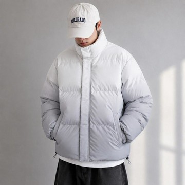2026漸變色情侶款棉服冬季保暖無帽立領休閒潮牌棉衣外套