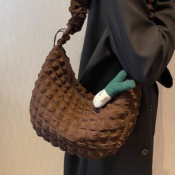 休閑大容量通勤單肩包包女2025新款ins韓國云朵褶皺購物袋斜挎包
