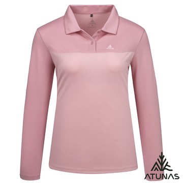 【ATUNAS 歐都納】女循環長袖排汗POLO衫A6PS2565WC霧粉