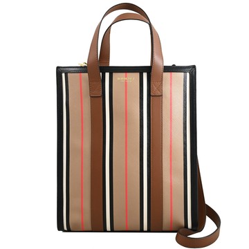 BURBERRY 8078433 英式條紋拼接手提斜背兩用包.卡其