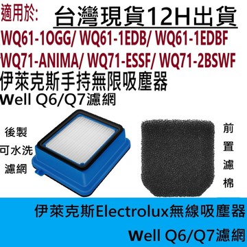 💎Electrolux 伊萊克斯 Well Q6 Q7 HEPA 濾網 海綿 濾棉 吸塵器 WQ61 WQ71 濾芯💎