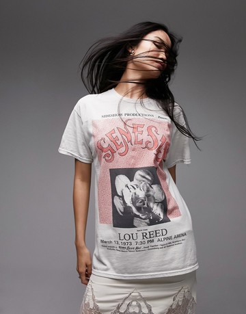 Topshop graphic licenses Genesis oversized tee in ecru-White