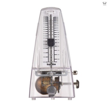 TUNYIN 金屬機械節拍器透明款 輕便 鋼琴吉他架子鼓古箏 節拍準確 機械節拍器 透明白色