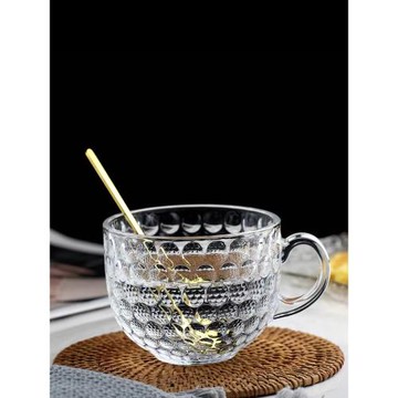 早餐杯牛奶杯麥片杯家用藕粉玻璃水杯女咖啡杯帶把花茶杯子辦公杯