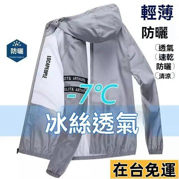 🔥台灣發出🔥 夏季防曬衣新款潮流男士空調服超薄連帽風衣寬鬆運動夾克防曬服男