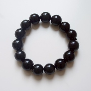 ☽柒夕手作☽【07293-12m】12mm黑曜石手環