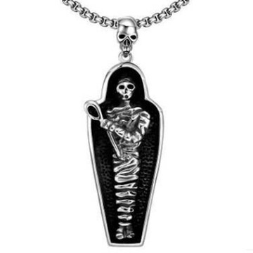 鈦鋼項鍊 吊墜-歐美特別個性木乃伊情人節生日禮物男配件73cm103【獨家進口】【米蘭精品】