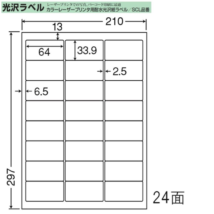 東洋印刷 nana カラーレーザー用光沢ラベル 24面 SCL-46 ＜ 1ケース＞レーザープリンタ用