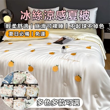 A類刺繡冰絲夏涼被四件套 可機洗真絲薄被 吸濕排汗 夏天涼被 薄被 冷氣被 空調被 涼感被 四季被 涼被雙人 涼被單人