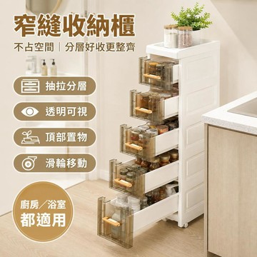 🔥夾縫收納櫃 透明抽屜式置物櫃 15/18/25cm窄縫收納箱 廚房浴室儲物盒 家用分類整理櫃 節省空間實用耐用款式推薦