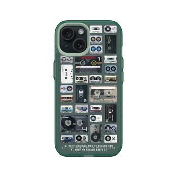 iPhone 15 Clear 憂墨綠 - RHINO LIVE - 復古卡帶