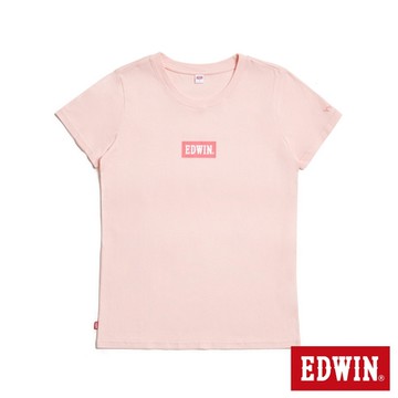 EDWIN 女裝 BOX LOGO短袖T恤-粉紅色