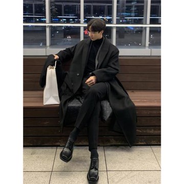 冬季加厚毛呢大衣男長款過膝韓版潮寬松呢子男士風衣外套秋冬男款