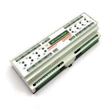 Denkovi WiFi 16中繼模塊，TCP / IP，UDP，虛擬串行端口-DIN導軌盒，24VDC [2美國直購]