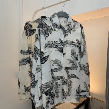 花襯衫女長袖夏季新款V-12原宿復古bf風寬松顯瘦薄款百搭襯衣