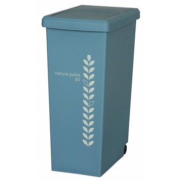 【this-this】滑蓋式垃圾桶30L-水藍色