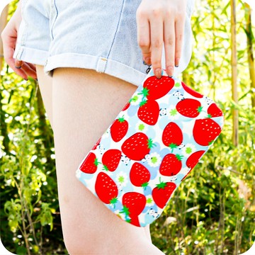 【日本進口厚棉布】可口草莓熊貓 #收納包 #手作包