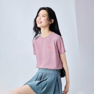 GIORDANO 網路獨家款 女裝笑臉刺繡圓領短袖T恤【雙色任選】