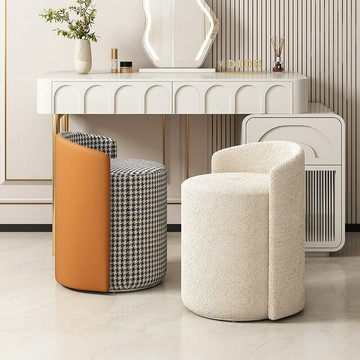 【免運】開發票 化妝凳椅子女生現代簡約高級羊羔毛網紅拍照梳妝凳衣帽間椅子圓凳