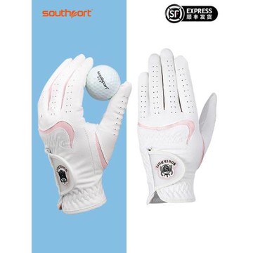 Southport秀仕寶 高爾夫手套女士防滑耐磨超纖布女手套雙手一對裝