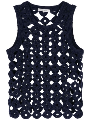 Wales Bonner - Stanza crochet-knit vest - women - Cotton - S - Blue