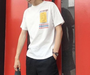 FINDSENSE MD 韓國 時尚潮 男 創意 特色 圓領 ATM取款機圖案印花 寬鬆 短袖T恤 特色短T