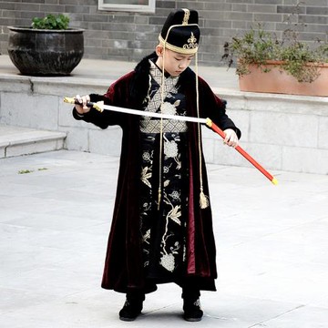冬季加厚寶寶周歲披風武俠漢服