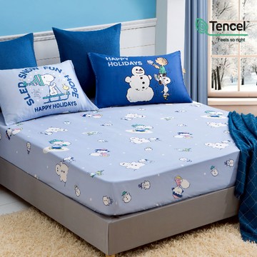 SNOOPY床包組-內含床包+枕套/300織天絲/SN139雪屋樂樂