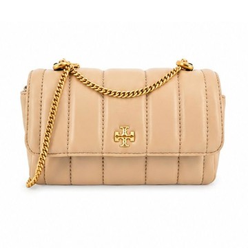 TORY BURCH KIRA直紋絎縫鍊帶肩背/斜背兩用包-迷你/奶茶
