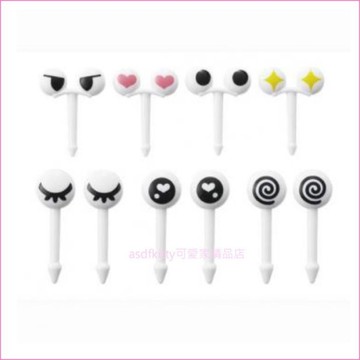 asdfkitty*日本 TORUNE 彩色眼睛造型食物叉-三明治叉-宴會點心叉-便當裝飾叉-正版商品