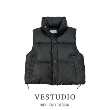 品牌折扣秋冬韓版時尚百搭保暖馬甲洋氣寬松短款羽絨棉馬夾外套女