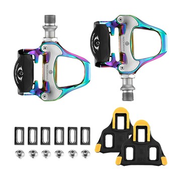 ROCKBROS 洛克兄弟 自行車鎖踏 + 扣片套組  1組  彩虹