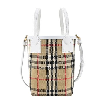 [平輸版]BURBERRY London經典格紋迷你托特包(卡其白)真品平輸