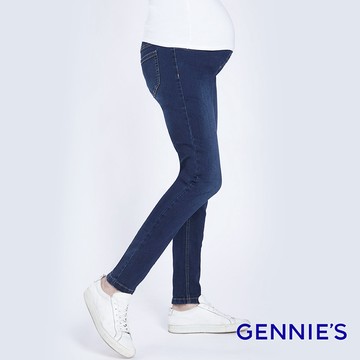 Gennies奇妮 彈力刷色窄管牛仔褲(深藍T4H21)