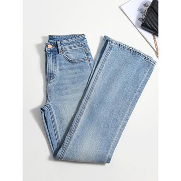 (免運)趙露思明星同款微喇牛仔褲女高腰2025年春秋薄款小個子顯瘦喇叭褲