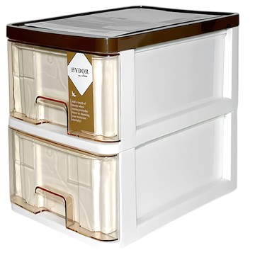 新喜多抽屜盒 26 × 17.5 × 20.5cm 咖啡色 桌面收納盒 辦公室收納  2層