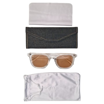 ALEGANT 韓版個性潮流方框UV400太陽眼鏡  霜白棕  134 x 152 x 44mm